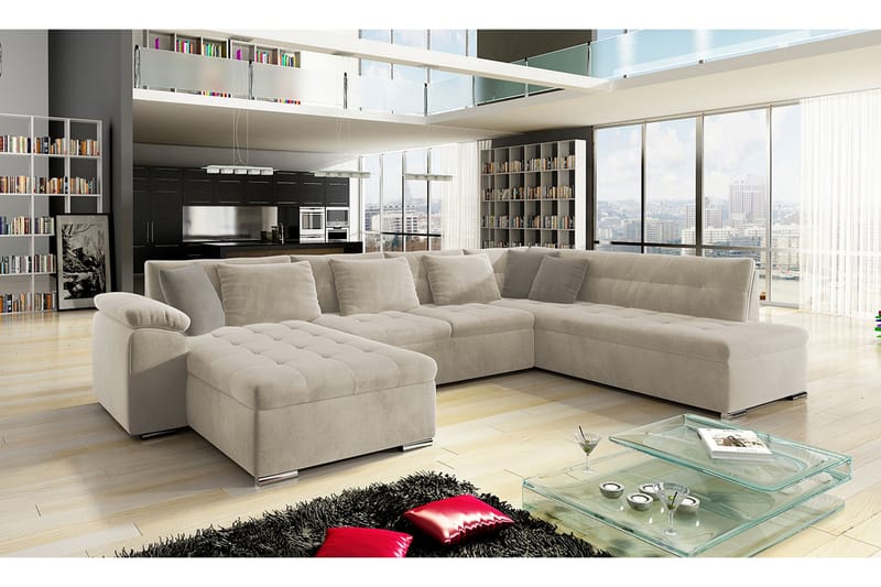 4-sits Bäddsoffa Sororia - Beige - Möbler - Soffa - Sammetssoffa