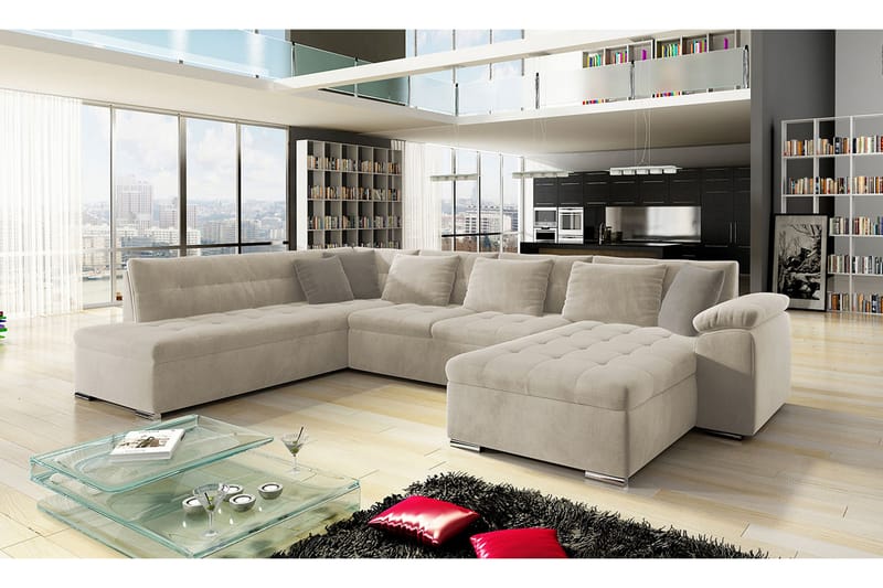 4-sits Bäddsoffa Sororia - Beige - Möbler - Soffa - Sammetssoffa