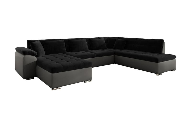 4-sits Bäddsoffa Sororia - Svart/Grå - Möbler - Soffa - Sammetssoffa