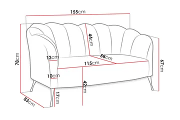 Adrial 2-sits Soffa - Sammet/Rosa/Svart Krom - Möbler - Soffa - Sammetssoffa