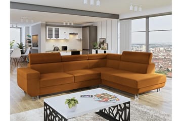 Argueso 3-sits Bäddsoffa Höger - Orange - Möbler - Soffa - Sammetssoffa