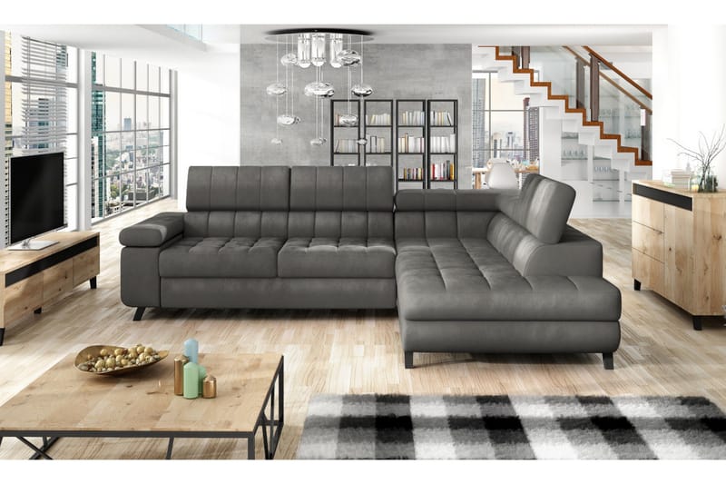 Azoulay Hörnsoffa Höger - Grå - Möbler - Soffa - Sammetssoffa