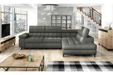 Azoulay Hörnsoffa Höger - Grå - Möbler - Soffa - Sammetssoffa