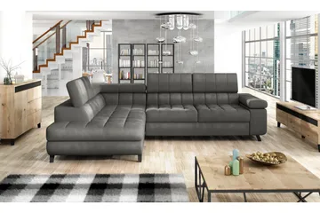 Azoulay Hörnsoffa Vänster - Grå - Möbler - Soffa - Sammetssoffa