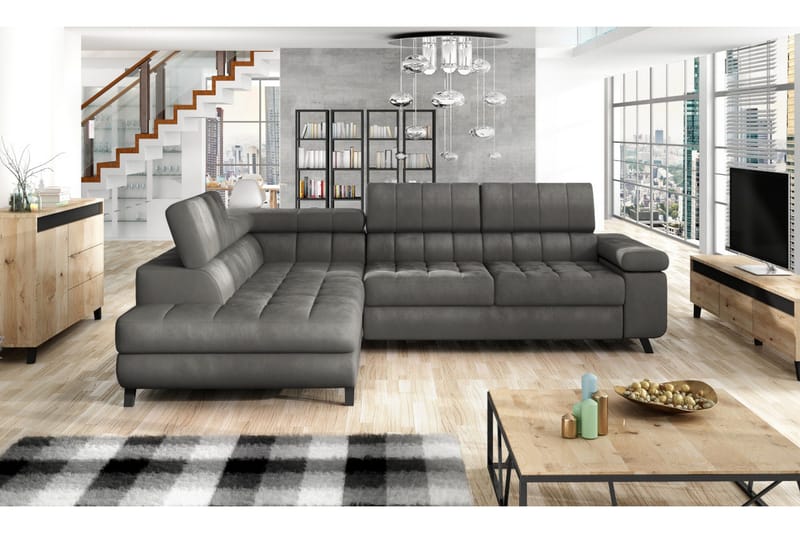 Azoulay Hörnsoffa Vänster - Grå - Möbler - Soffa - Sammetssoffa