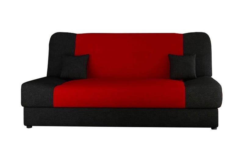 Bäddsoffa Jonas 195x87x86 cm - Röd/svart - Sammetssoffa - 3 sits bäddsoffa