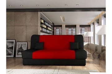 Bäddsoffa Jonas 195x87x86 cm - Röd/svart - Möbler - Soffa - Sammetssoffa