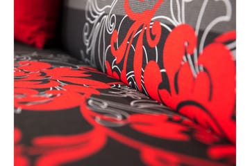 Bäddsoffa Jonas 195x87x86 cm - Röd/svart - Möbler - Soffa - Sammetssoffa