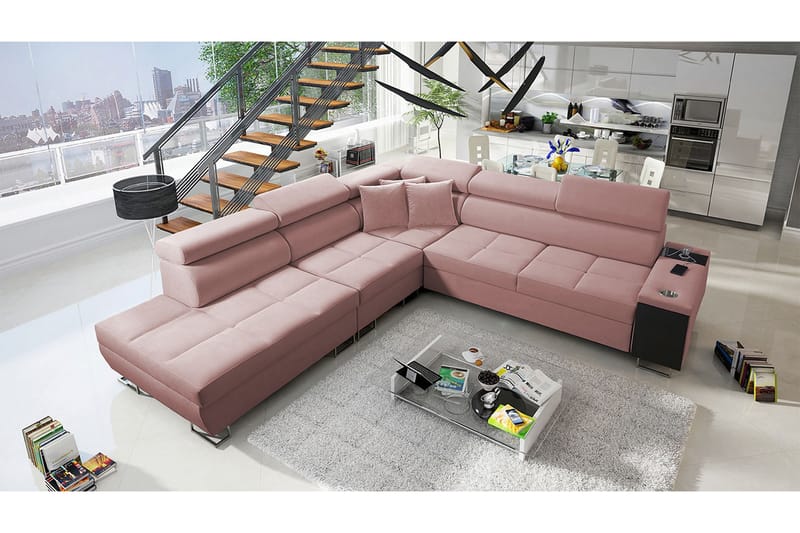 Bäddsoffa m. Schäslong Torretta L-formad - Möbler - Soffa - Sammetssoffa