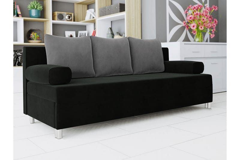 Bäddsoffa Rejmyre - Svart/Grå - Möbler - Soffa - Sammetssoffa
