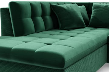 Bäddsoffa Sororia Divan Höger - Mörkgrön - Möbler - Soffa - Sammetssoffa