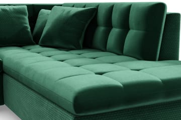 Bäddsoffa Sororia Divan Vänster - Mörkgrön - Möbler - Soffa - Sammetssoffa