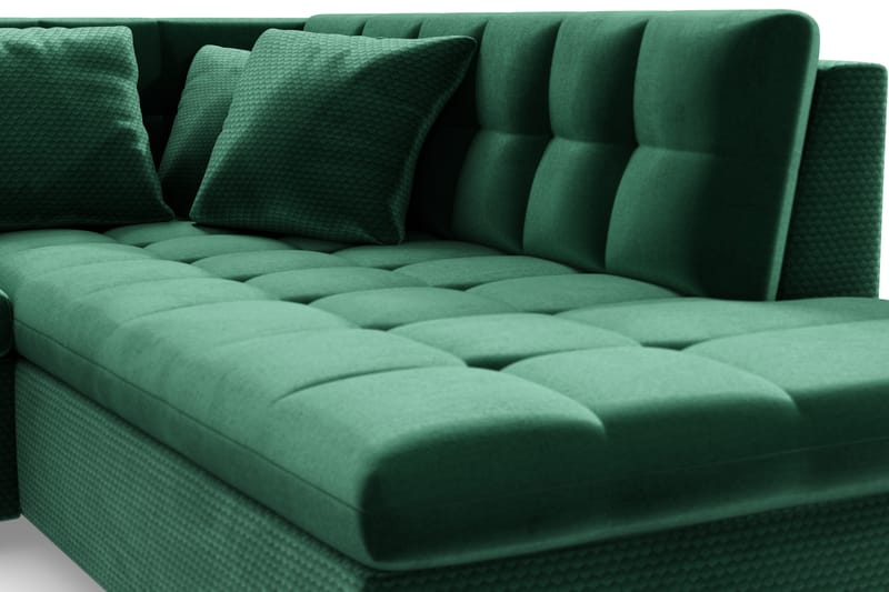 Bäddsoffa Sororia Divan Vänster - Mörkgrön - Möbler - Soffa - Sammetssoffa
