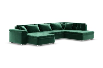 Bäddsoffa Sororia Divan Vänster - Mörkgrön - Möbler - Soffa - Sammetssoffa