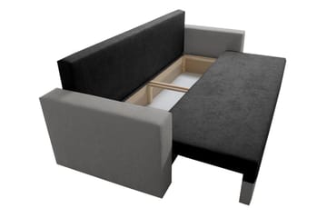 Banaso 3-sits Längsbäddad Bäddsoffa 130x200 cm med Förvaring i Sammet - Röd|Svart - Möbler - Soffa - Sammetssoffa