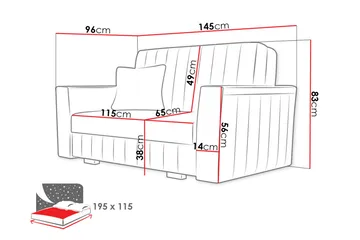Bensbyn 2-sits Bäddsoffa 132x196 cm Bäddbar Vertikalt Sydd i Tyg - Grå - Möbler - Soffa - Bäddsoffa - 2 sits bäddsoffa