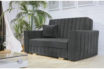 Bensbyn 2-sits Bäddsoffa 132x196 cm Bäddbar Vertikalt Sydd i Tyg - Grå - Möbler - Soffa - Bäddsoffa - 2 sits bäddsoffa