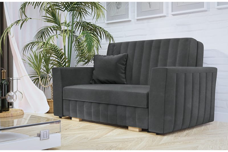 Bensbyn 2-sits Bäddsoffa 132x196 cm Bäddbar Vertikalt Sydd i Tyg - Grå - Möbler - Soffa - Bäddsoffa - 2 sits bäddsoffa