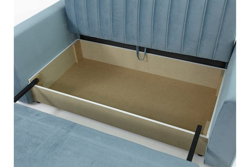 Bensbyn 2-sits Bäddsoffa med Förvaring och Vertikala Sömmar i Sammet - Grå - Möbler - Soffa - Bäddsoffa - 2 sits bäddsoffa