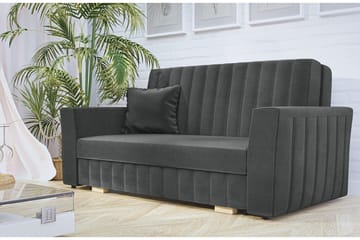 Bensbyn 2-sits Bäddsoffa med Förvaring och Vertikala Sömmar i Sammet - Grå - Möbler - Soffa - Bäddsoffa - 2 sits bäddsoffa