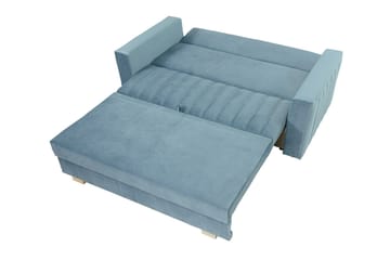 Bensbyn 2-sits Bäddsoffa med Förvaring och Vertikala Sömmar i Sammet - Grå - Möbler - Soffa - Bäddsoffa - 2 sits bäddsoffa