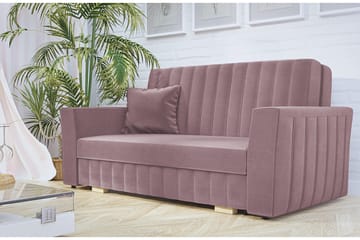 Bensbyn 2-sits Bäddsoffa med Förvaring och Vertikala Sömmar i Sammet - Rosa - Möbler - Soffa - Bäddsoffa - 2 sits bäddsoffa