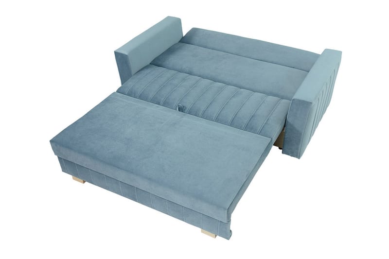 Bensbyn 2-sits Bäddsoffa med Förvaring och Vertikala Sömmar i Sammet - Rosa - Möbler - Soffa - Bäddsoffa - 2 sits bäddsoffa