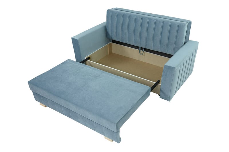 Bensbyn 2-sits Bäddsoffa med Förvaring och Vertikala Sömmar i Sammet - Rosa - Möbler - Soffa - Bäddsoffa - 2 sits bäddsoffa