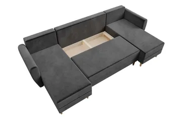 Bornalle 3-sits U-formad Bäddsoffa med Förvaring i Plysch - Gul - Möbler - Soffa - Bäddsoffa - Bäddsoffa divan