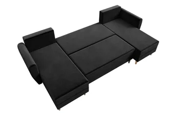Bornalle 3-sits U-formad Bäddsoffa med Förvaring i Plysch - Gul - Möbler - Soffa - Bäddsoffa - Bäddsoffa divan