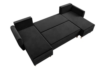 Bornalle 4-sits U-formad Bäddsoffa med Förvaring och Knappdetaljer i Sammet - Blå - Möbler - Soffa - Bäddsoffa - Bäddsoffa divan