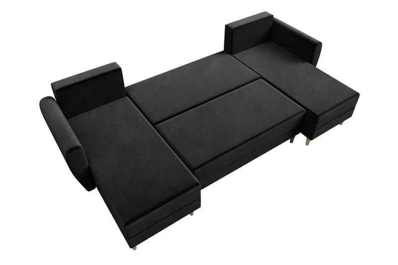 Bornalle 4-sits U-formad Bäddsoffa med Förvaring och Knappdetaljer i Sammet - Blå - Möbler - Soffa - Bäddsoffa - Bäddsoffa divan