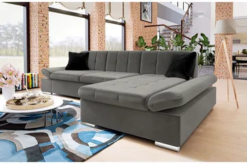 Branstad Hörnsoffa Höger - Grå - Möbler - Soffa - Sammetssoffa