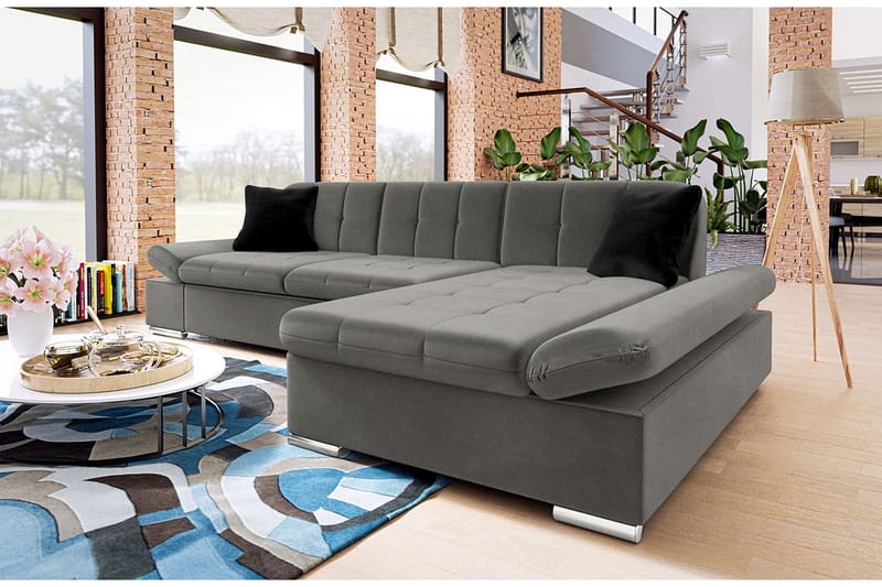 Branstad Hörnsoffa Höger - Grå - Möbler - Soffa - Sammetssoffa