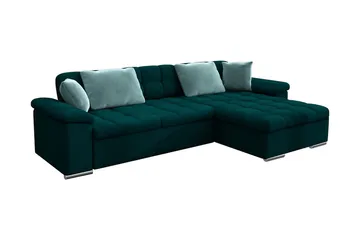 Camior 4-sits Högervänd Hörnbäddsoffa 129x227 cm med Förvaring i Sammet - Grön - Möbler - Soffa - Sammetssoffa