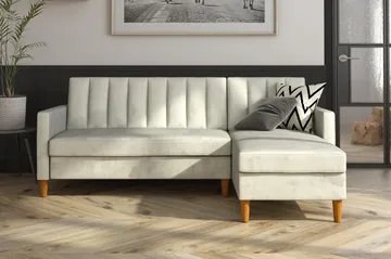 Celine 3-sits Divanbäddsoffa Sammet/Ljusgrå - Dorel Home - Möbler - Soffa - Sammetssoffa