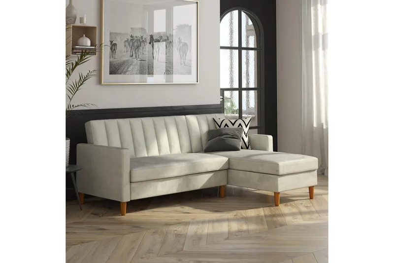 Celine 3-sits Divanbäddsoffa Sammet/Ljusgrå - Dorel Home - Möbler - Soffa - Sammetssoffa