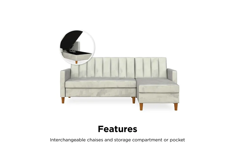 Celine 3-sits Divanbäddsoffa Sammet/Ljusgrå - Dorel Home - Möbler - Soffa - Sammetssoffa