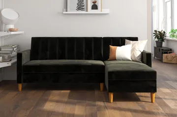 Celine 3-sits Divanbäddsoffa Sammet/Svart - Dorel Home - Möbler - Soffa - Sammetssoffa