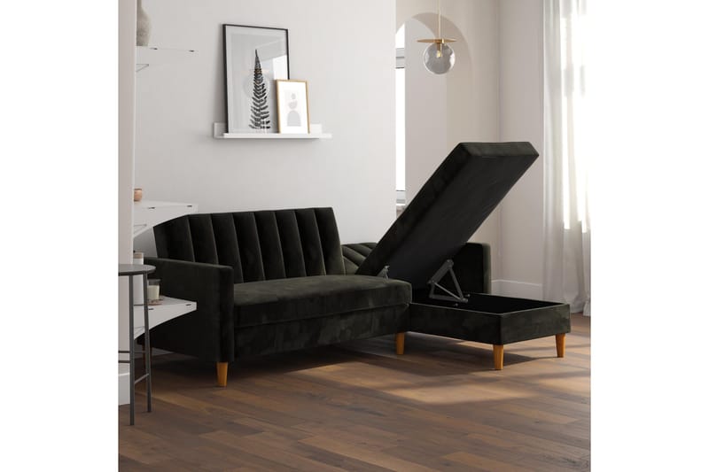 Celine 3-sits Divanbäddsoffa Sammet/Svart - Dorel Home - Möbler - Soffa - Sammetssoffa