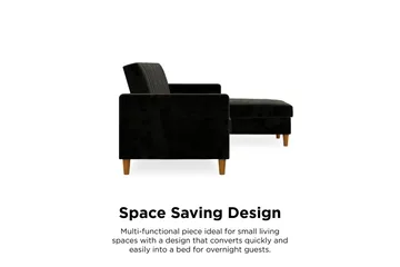 Celine 3-sits Divanbäddsoffa Sammet/Svart - Dorel Home - Möbler - Soffa - Sammetssoffa