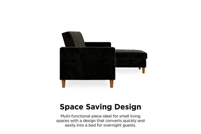 Celine 3-sits Divanbäddsoffa Sammet/Svart - Dorel Home - Möbler - Soffa - Sammetssoffa