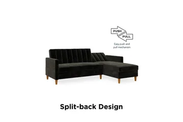 Celine 3-sits Divanbäddsoffa Sammet/Svart - Dorel Home - Möbler - Soffa - Sammetssoffa