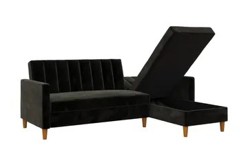 Celine 3-sits Divanbäddsoffa Sammet/Svart - Dorel Home - Möbler - Soffa - Sammetssoffa