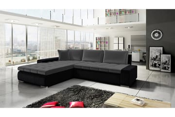 Cerys Bäddbar Hörnsoffa Universal 140x252 cm med Förvaring i Sammet - Grå - Möbler - Soffa - Sammetssoffa