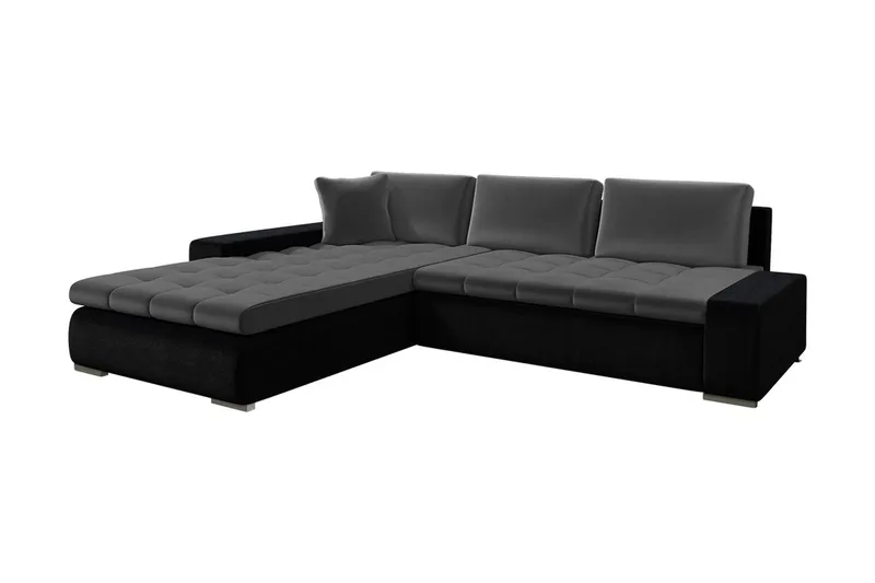 Cerys Bäddbar Hörnsoffa Universal 140x252 cm med Förvaring i Sammet - Grå - Möbler - Soffa - Sammetssoffa