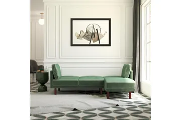 Clair 3-sits Bäddsoffa med Schäslong Ställbar Sammet/Grön/Tr - Dorel Home - Möbler - Soffa - Sammetssoffa