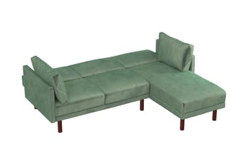 Clair 3-sits Bäddsoffa med Schäslong Ställbar Sammet/Grön/Tr - Dorel Home - Möbler - Soffa - Sammetssoffa