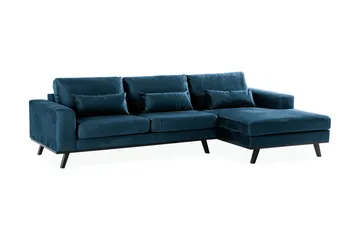 Copenhagen 4-sits Högervänd L-formad Divansoffa i Sammet - Blå - Möbler - Soffa - Sammetssoffa