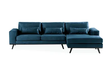 Copenhagen 4-sits Högervänd L-formad Divansoffa i Sammet - Blå - Möbler - Soffa - Sammetssoffa